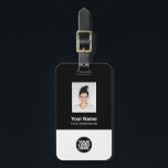 Corporate Employee Photo, Bar Code, Logo, Name Luggage Tag<br><div class="desc">Easily personalize this Custom Employee Name Luggage Tag with Photo, Scan Bar Code and business logo. A simple business design in black and white colors fully customizable in front and back sizes, sans-serif basic and modern fonts and a professional and clear look. Perfect as Employee Business Travel Gadgets, Travel Accessories...</div>