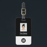 Corporate Employee Photo, Bar Code, Logo, Name Luggage Tag<br><div class="desc">Easily personalize this Custom Employee Name Luggage Tag with Photo, Scan Bar Code and business logo. A simple business design in black and white colors fully customizable in front and back sizes, sans-serif basic and modern fonts and a professional and clear look. Perfect as Employee Business Travel Gadgets, Travel Accessories...</div>