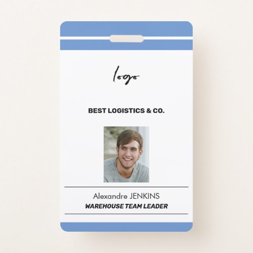 Corporate employee photo name bare code template badge