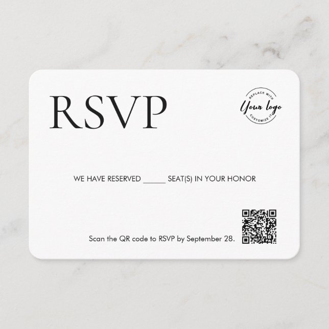 Corporate event custom logo reserved seats QR code Enclosure Card (Front)