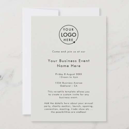Corporate Event  Gray Modern Minimalist Logo Invitation