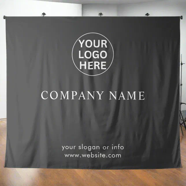 Corporate Event l Custom Logo Gray Photo Backdrop | Zazzle