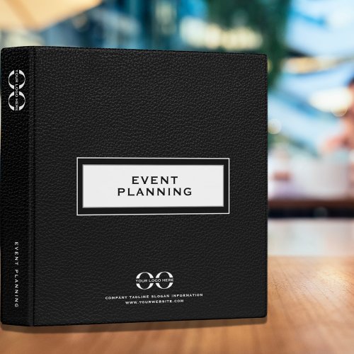 Corporate Event Planning Black Leather 3 Ring Binder