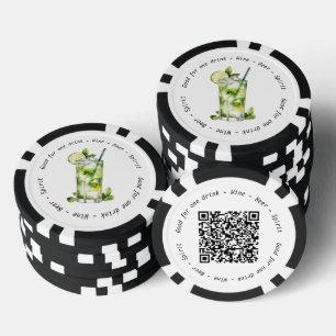 Corporate Event QR Code Mojito Drink Voucher Poker Chips