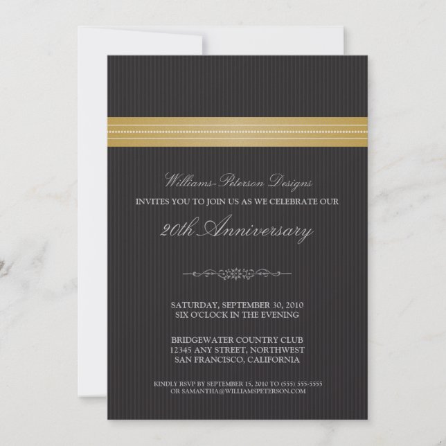 Corporate Event Ribbon Invitation (gold) (Front)