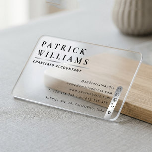 Corporate Faux Silver Contact Icons Transparent Clear Business Cards