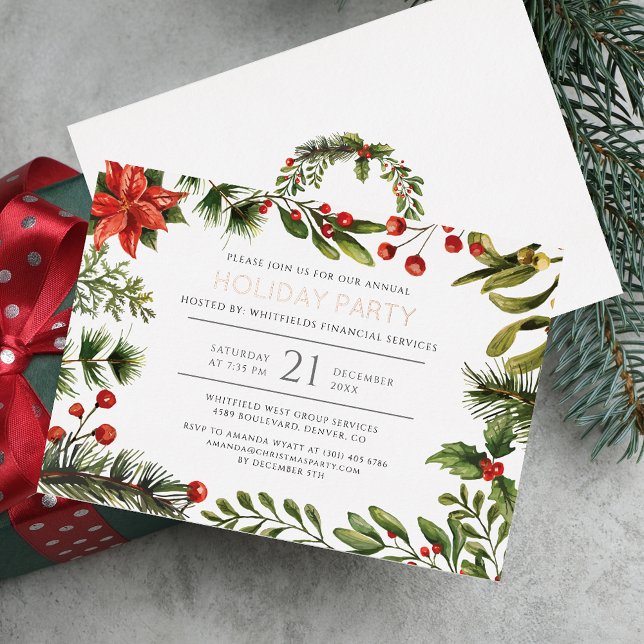 Corporate Festive Christmas Party Rose Gold Foil Invitation (Corporate Festive Christmas Party Rose Gold Foil Invitation)