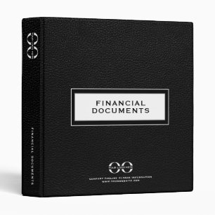 Corporate Financial Documents Black Leather 3 Ring Binder