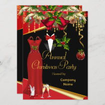 Corporate Formal Christmas Holiday Party Red 2 Invitation