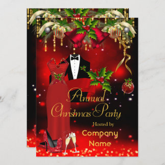 Corporate Formal Christmas Holiday Party Red Invitation