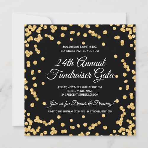 Corporate Fundraiser Gold Glitter Confetti Black