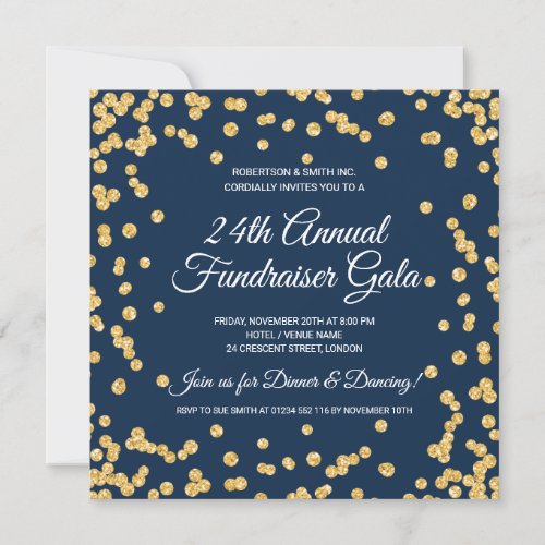 Corporate Fundraiser Gold Glitter Confetti Navy
