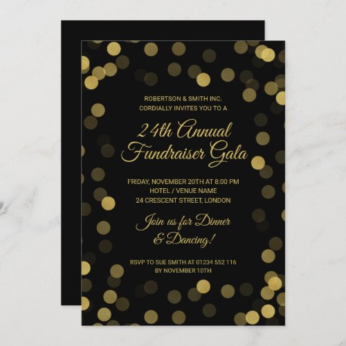 Corporate Fundraiser Gold Glitter Dots Black