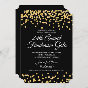 Corporate Fundraiser Party Gold Glitter Confetti Invitation
