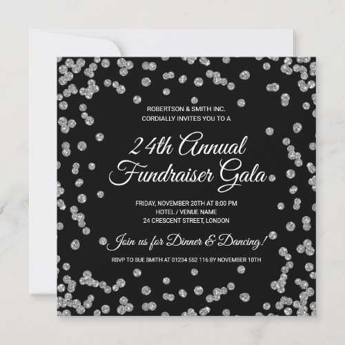 Corporate Fundraiser Silver Glitter Confetti Black