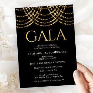 Corporate Gala Ball Black Gold Formal Elegant Invitation