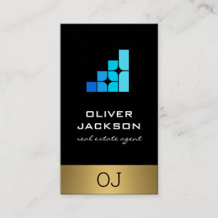 Corporate Geometric Blue Shapes Logo Business Card