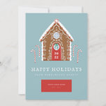 Corporate Gingerbread Cottage Realty Holiday Card<br><div class="desc">Customize with your logo or message for the holiday season. Original illustration by Becky Nimoy</div>