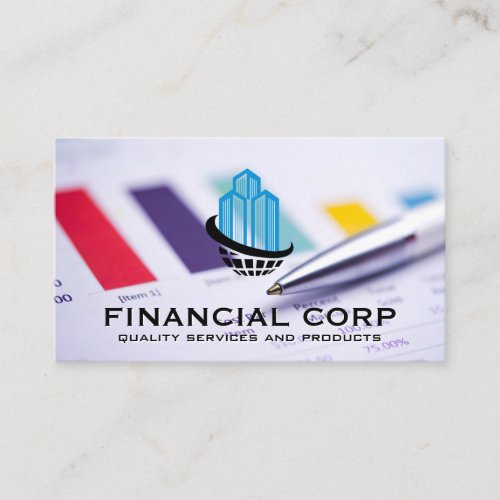 Corporate Global Logo  Charts Business Card