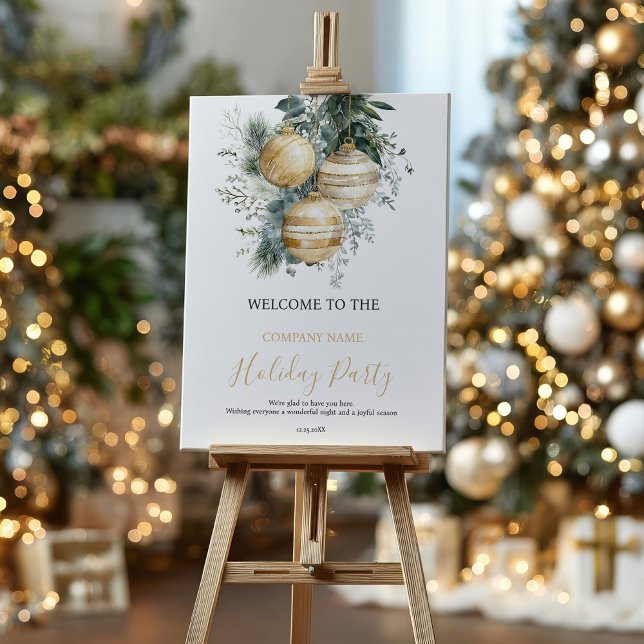 Corporate Gold Baubles Greenery Christmas Welcome Foam Board (Corporate Gold Baubles Greenery Christmas Welcome Foam Board)
