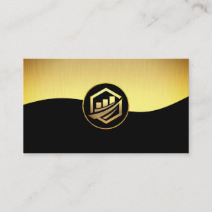 Corporate Gold Black   Gold Financial Graph Icon Business Card