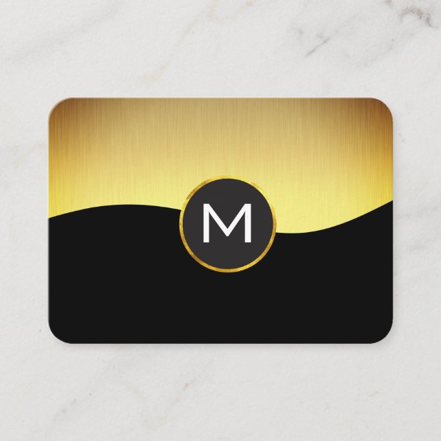 Corporate Gold Black with Monogram Business Card (Front)