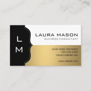 Corporate Gold Black with Monogram Business Card
