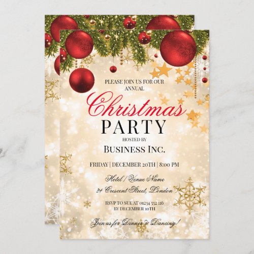 Corporate Gold Christmas Holiday Party Invitation
