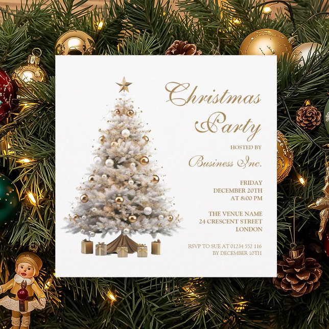 Corporate Gold Christmas Tree Holiday Party  Invitation (Corporate Gold Christmas Tree Holiday Party Invitation)