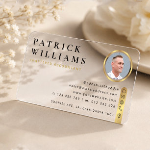Corporate Gold Effect Contact Icons Photo Plastic Clear Business Cards