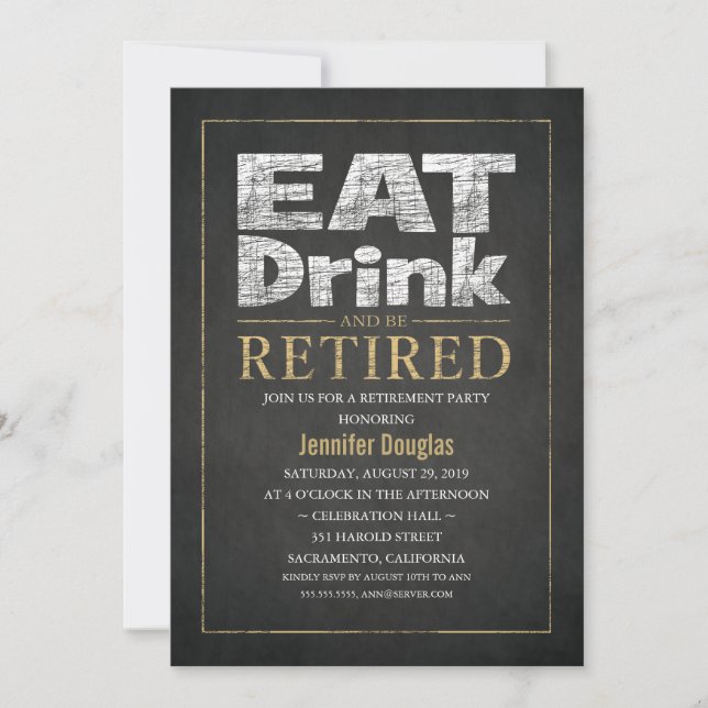 Corporate Gold Effect Funny Retirement Party Invitation (Front)