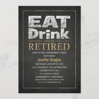 Corporate Gold Effect Funny Retirement Party Invitation