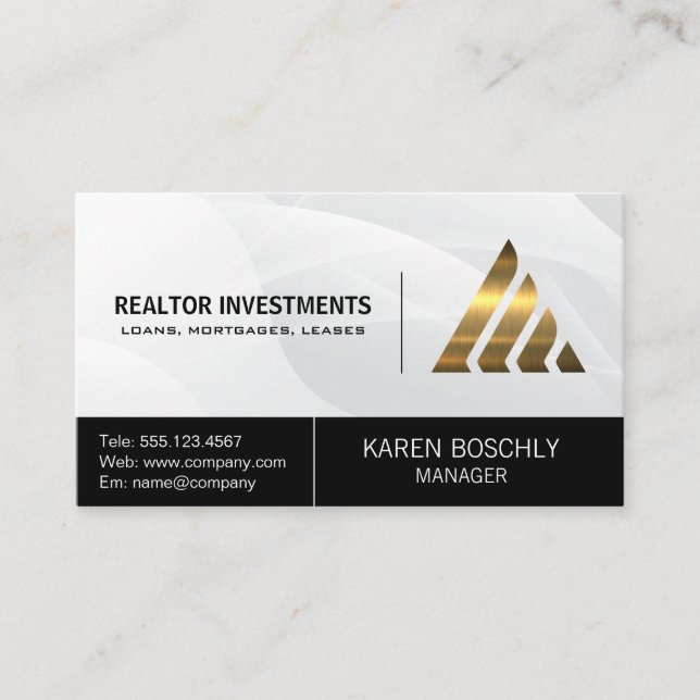 Corporate Gold Metallic Logo | Commercial Finance  Business Card (Front)