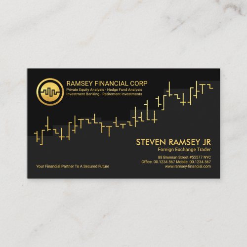 Corporate Gold Stock Graph Financial Advisor Business Card