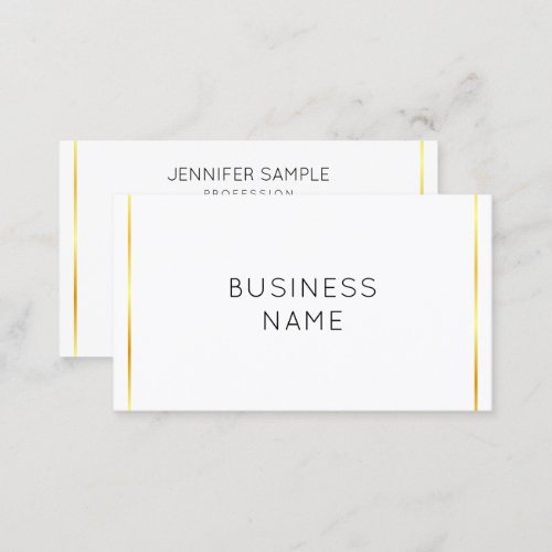 Corporate Gold Stripes White Modern Elegant Business Card