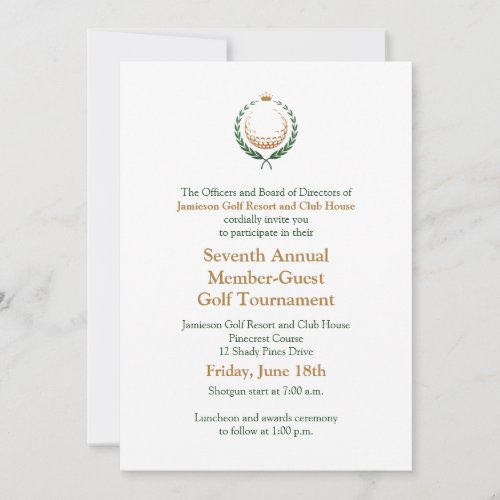 Corporate Golf Tournament Invitation