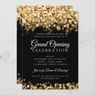 Corporate Grand Opening Gold Shimmering Lights  Invitation
