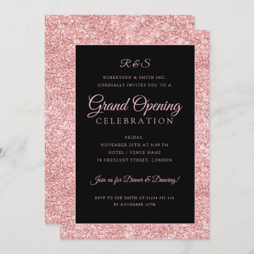 Corporate Grand Opening Rose Gold Glitter  Invitation