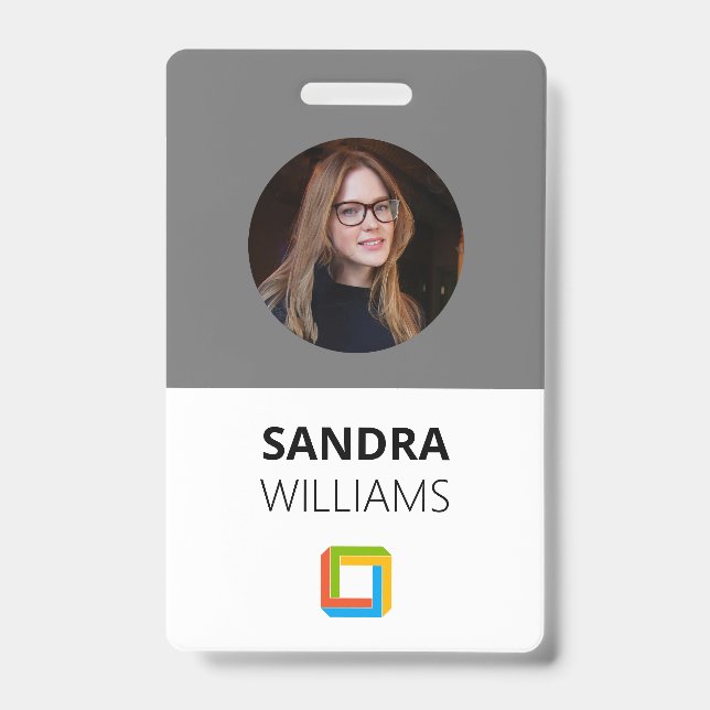 Corporate Gray Custom Employee ID Badge (Front)