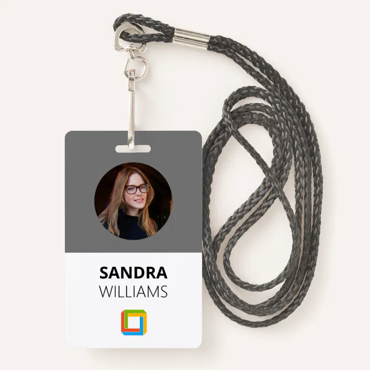 Corporate Gray Custom Employee ID Badge Zazzle