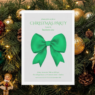 Corporate Green Bow Christmas Holiday Party  Invitation