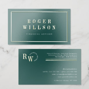 Corporate Green & Gold Finance Banker Legal Firm Foil Business Cards