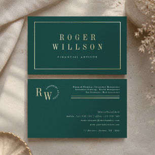 Corporate Green & Gold Finance Banker Legal Firm Foil Business Cards