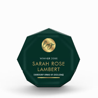Corporate Green & Gold Logo Business Seminar Acrylic Award