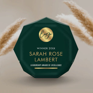 Corporate Green & Gold Logo Business Seminar Acrylic Award
