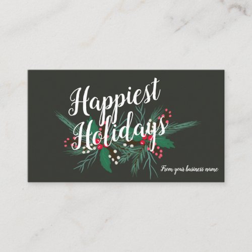 Corporate greetings mistletoe watercolor red green business card