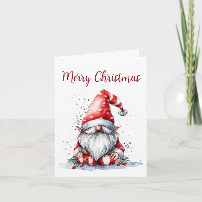 Corporate Happy Holidays Gnome Folded Greeting Card (Front)