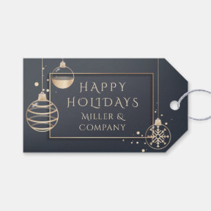 Corporate Happy Holidays Rose Gold Ornaments Gift Tags