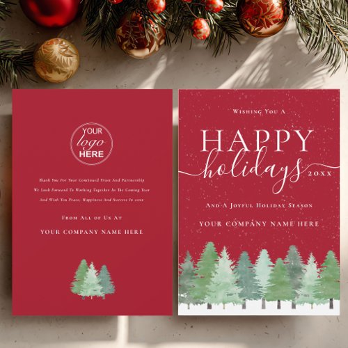Corporate Happy Holidays Script Business Logo Holiday Card
