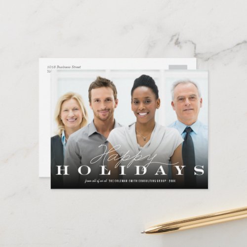 Corporate Happy Holidays Your Business Logo Photo Holiday Postcard